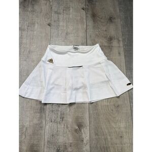 Adidas Kids White Gold Logo Mesh Tennis Skirt Size XS